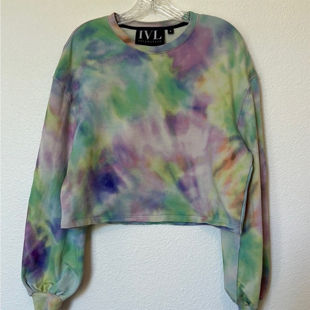 IVL Collective Crop Tie Dye Balloon Sleeve Sweatshirt 6